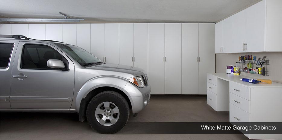 White Matte Garage Cabinets